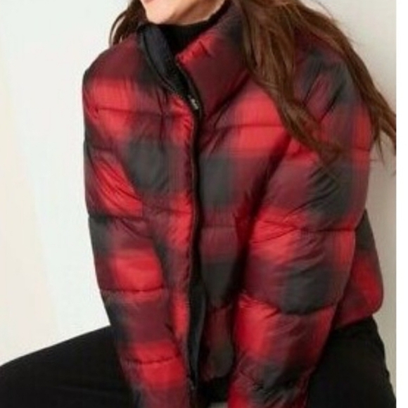 OLD NAVY RED AND BLACK BUFFALO PLAID PUFFER JACKET SIZE XXL - Picture 3 of 10